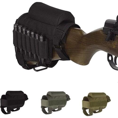 Tactical Cheek Rest Adjustable Outdoor Military Buttstock Rifle Cheek Rest Bullet Holster Nylon Hunting Pouch Cartridges Bag