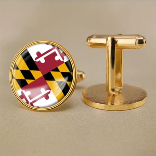 Seal of Maryland State of United States of America Map Flag Cufflinks