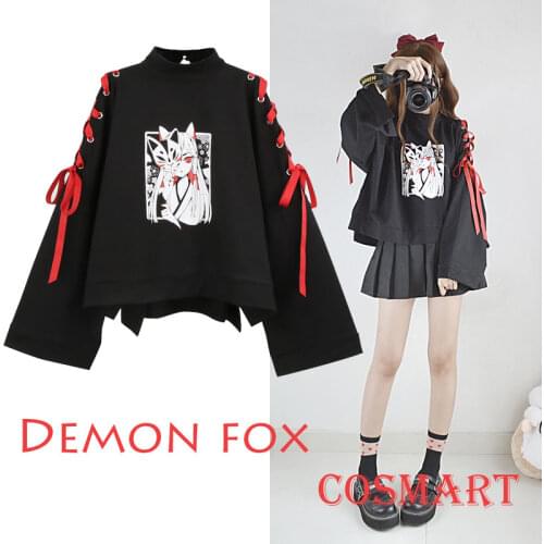 [Stock] Demon Fox Cotton Fleece Tied Long Sleeve Pullover Cosplay Costume Suit For Women NEW