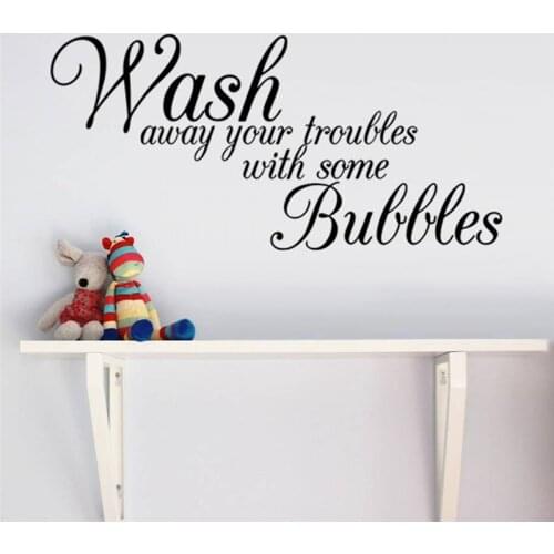 Bathroom Wall Stickers Wash-away-your-troubles Inspirational Quotes Wall Decals Decorative Stickers Vinyl Art Home Decor