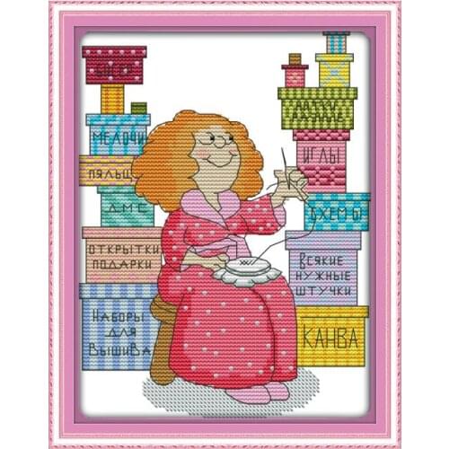 Embroidery fan cross stitch kit 14ct 11ct count print canvas stitches embroidery DIY handmade needlework plus