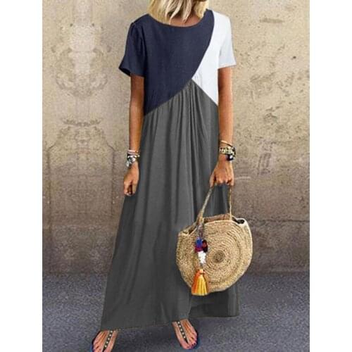 2021 Fashion Summer Essential Travel Beach Style Womens Casual Women Elegant Patchwork Maxi Vestidos Free Shipping