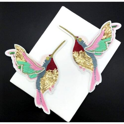 1 Pair Bird Iron on Patches for Clothes Jean Jackets Embroidery Patch Stickers Clothing Applique Decoration cartoon Badge 5.0