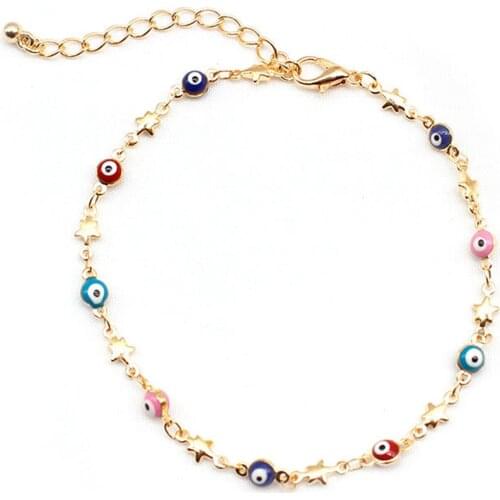1 PC Anklet Pentagram Star Evil Eye Pendants Feet Jewelry Fashion Anklet for Women 21cm(8 2/8") long