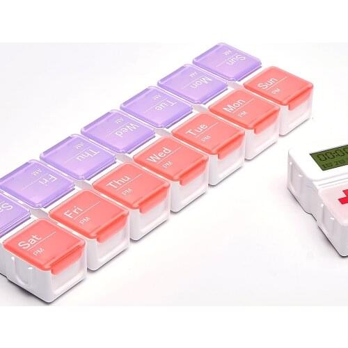 14 Grids Case Portable Pill Box Weekly Intelligent Organizer Travel Medicine Dispenser Electronic Timer Elders Smart Reminder