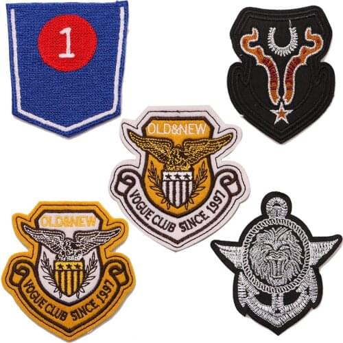 2 Pcs Cartoon Decorative Shield Medal Pattern icon Embroidered Applique Patches For DIY Iron on Badges Stickers on a backpack