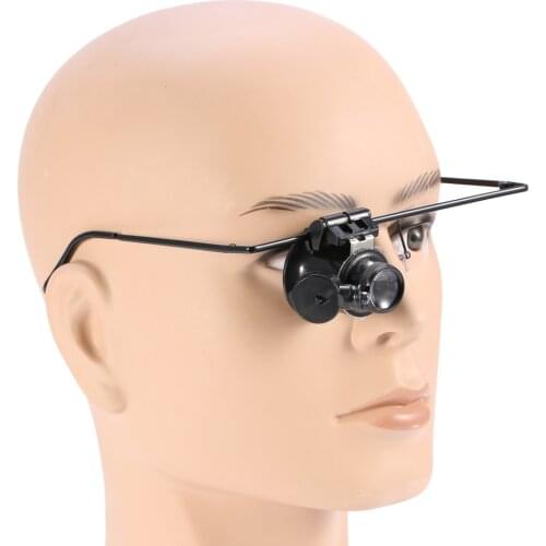20X Magnification Single Eye Magnifier Glasses Loupe Lens Jeweler Watch Repair LED Grafting Eyelash Magnifying Glass Tattoo Tool