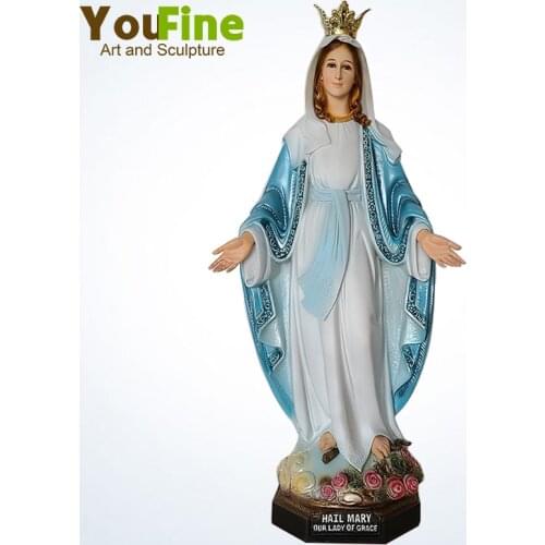 63cm Resin Virgin Mary Statue Resin Mary Sculpture Home Office Desktop Decorative Religious Figurine Ornament Crafts Accessories