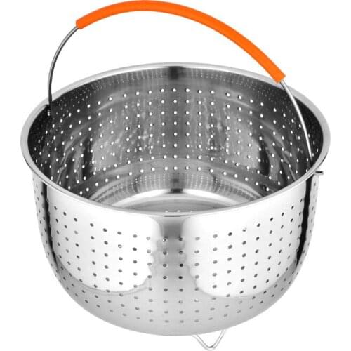 304 Stainless Steel Rice Cooker Food Steamer 3qt-6qt Pressure Cooker Silicone Handle Steam Basket Stainless Steel Fruit Basket
