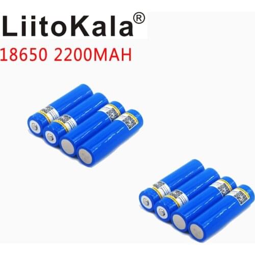 8pcs/lot LiitoKala 3.7V 18650 2200mah 100% New Original 18650 Lithium Rechargeable Battery For Flashlight battery + Pointed
