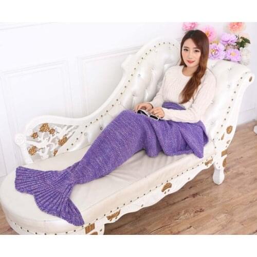 90cmx190cm Mermaid Tail Blanket Handmade Knitted Blanket New Fashion Fish Tail Sofa Blanket TV wool Home Travel Picnic Blanket
