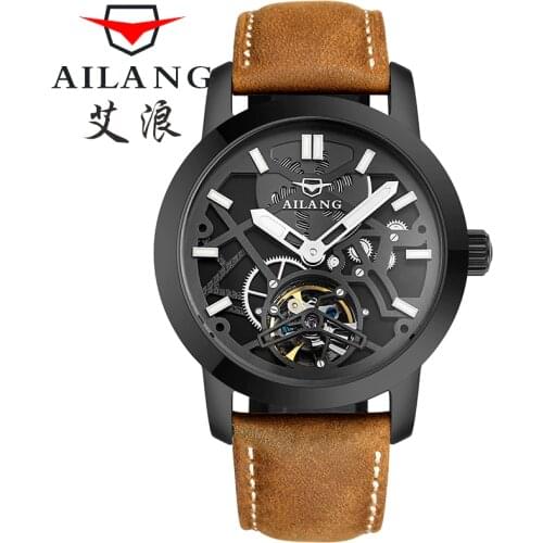 AILANG Men Watch Mechanical Tourbillon Luxury Fashion Brand Leather Male Sport Watches Men Automatic Watch Relogio Masculino