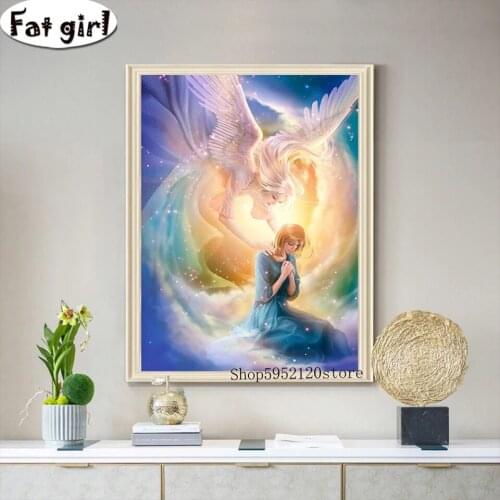 Diy Wall Hanging Northern Europe Diamond Painting Angel Girl Pictures 5D Square Round Drill Embroidery Mosaic Cross Stitch Gift