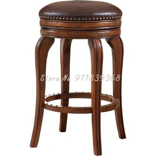 Bar Solid Wood Bar Stool Coffee Wood Bar Stool Ktv Solid Wood Round Stool Bar Chair High Footed Stool Leisure Simplicity
