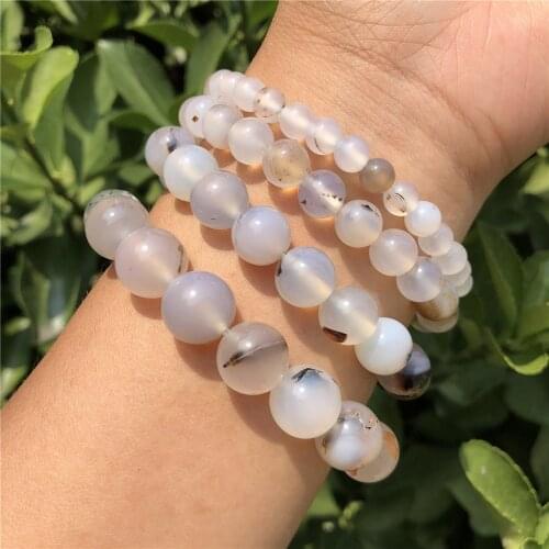 Natural Ocean Agate Carnelian Bracelet Round Beads Crystal Healing Stone Women Men Fashion Jewelry Gift
