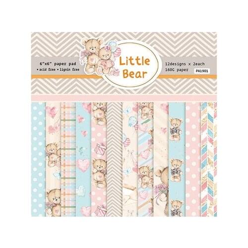 12sheets Little Bear Cute scrapbook paper origami paper DIY Card Making Handmade Home deco gift Background arts and crafts