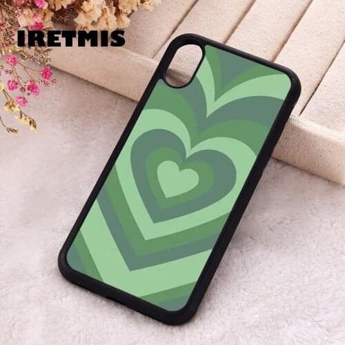 Iretmis 5 5S SE 2020 Phone Cover Case for iPhone 6 6S 7 8 Plus X Xs XR 11 12 Mini Pro Max Rubber Silicone Emerald Heart Love