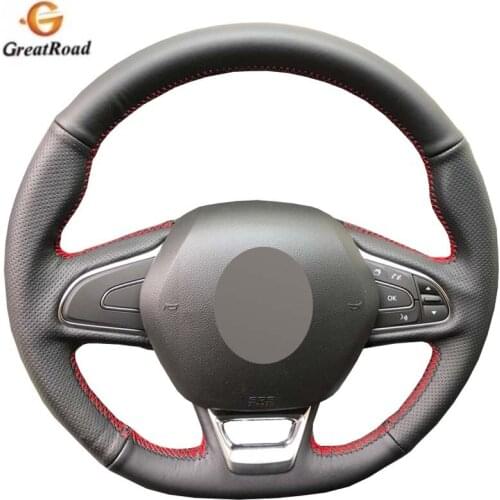 Black PU Faux Leather DIY Car Steering Wheel Cover for Renault Kadjar Koleos Megane Talisman Scenic Espace 2015-2018