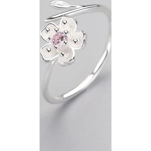 Zircon Enamel Plum Flower Adjustable Ring Elegant Fine Jewelry For Women Romantic Party Bijoux
