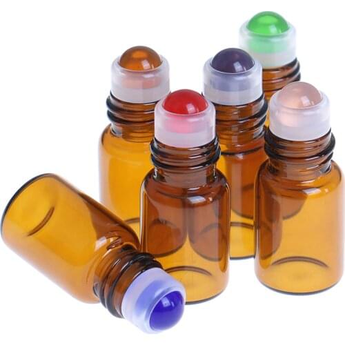 10pcs Empty 2ml Amber Glass Roll On Bottle Vials With Roller Ball For Essential Oils Perfume Aromatherapy