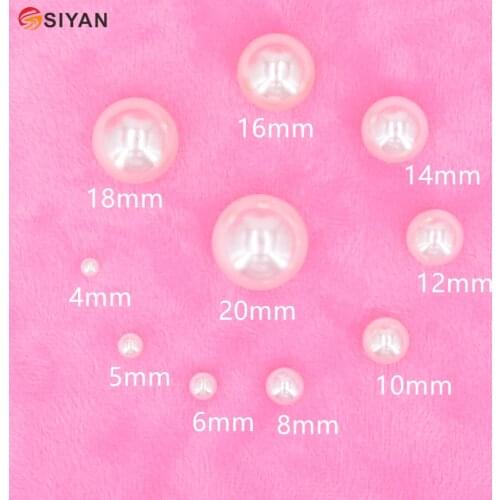 Imitation Pearls No Hole Round Ivory Acrylic Beads For Bag Hat Shoe Jeans Leather Jewelry Making Crafts DIY Decoration Accessory