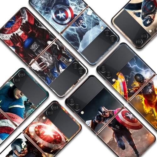 Captain America cool Shockproof Cover for Samsung Galaxy Z Flip Flip3 5G Black Phone Case Shell Hard Fundas Coque Capa