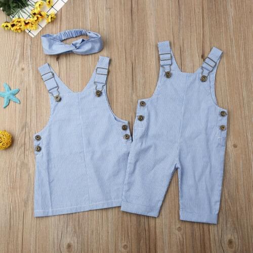 Little Brother Bib Pants Overalls Big Sister Dress Baby Boy Girl Matching Outfit
