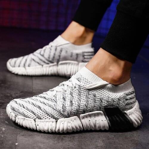 Large Size Light Weight Mens Sneakers Socks Sneakers Sport Man Brand Mens Summer Sports Shoes Running Man White Gray Gym A-954