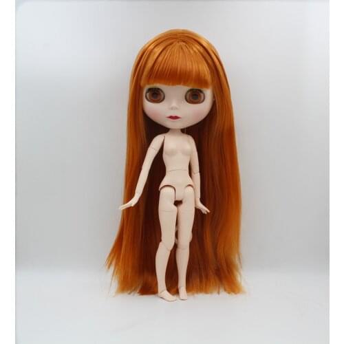 Blygirl,Blyth doll,Dark orange bangs straight hair, 1/6 nude doll, 19 joints, new face shell doll, can make up for her