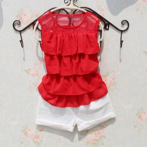 2-15Y 2017 Summer Baby Teenage Girls Blouse Child Chiffon Ruffles Sleeveless Girl Tan Tops Fashionable Shirts For Kids JW1125