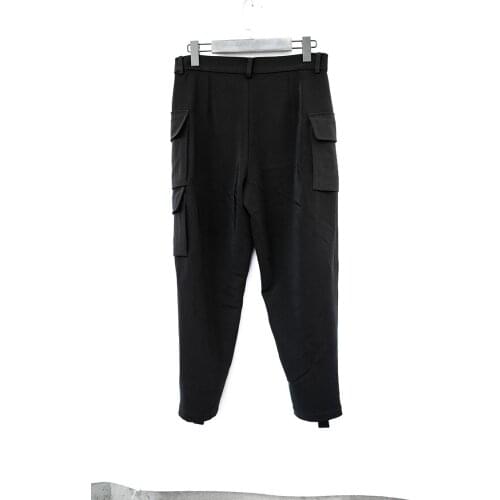 Big yards mens pants 2018 Home-made autumn patchwork casual pants with multiple pockets original design black pants