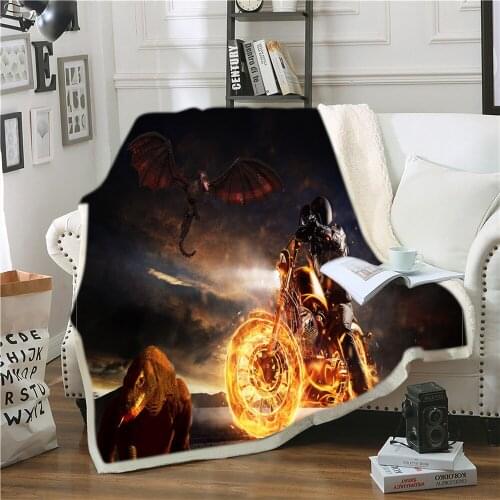 Boys Racing Car Plush Throw Blanket Modern Motorcycle Racing Sherpa Blanket Comfortable Soft Microfiber 3D Print Throw