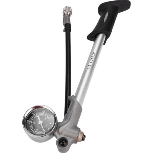 300PSI Air Supply Inflator Bicycle Pump To Inflate Fork Shock Fits Schrader With psi/bar Gauge Bleeder Foldable Hose