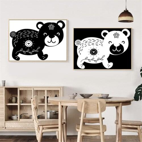 Wall Pictures Oil Painting Bear Wall Paint Retro Poster Canvas Print Painting Wall Art Living Room Home Decoration