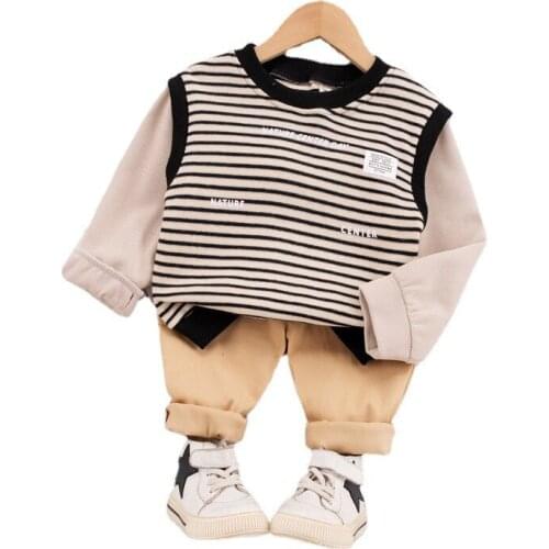 New Spring Autumn Baby Boys Clothes Suit Children Fashion Striped T-Shirt Pants 2Pcs/Sets Toddler Casual Costume Kids Tracksuits
