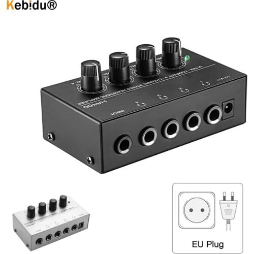 Kebidu HA400 Protable 4 Channels Sound amplifier Mini Audio interface hifi headphone amplifier Ultra-compact with Adapter