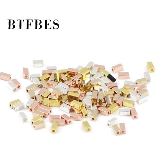 BTFBES Rectangle Hematite Natural Stone 4x2mm Gold Silvers Loose Beads For Jewelry accessories Making Diy bracelet Earrings