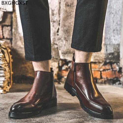 Luxury Designer Leather Boots for Men Male 2021 Men Casual Shoes Black Ankle Boots Fashion Chelsea Boots Men Chaussure De Homme
