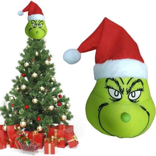 Grinch Christmas tree top hat decoration cute party holiday home decoration accessories Grinch grinch green monster plush toy