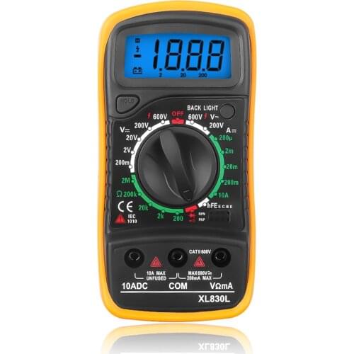 Handheld XL830L Multimeter AC/DC Voltage Tester Digital LCD Backlight Current Ohm Tester Meter Multimetro Multitester