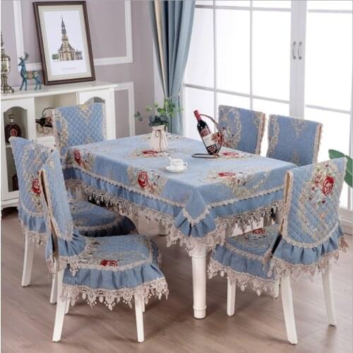 Chenille Non-slip Tablecloth New Modern Chair Cover Lace Embroidery Home Table And Chair Suite Tablecloth Dining Chair Cushion