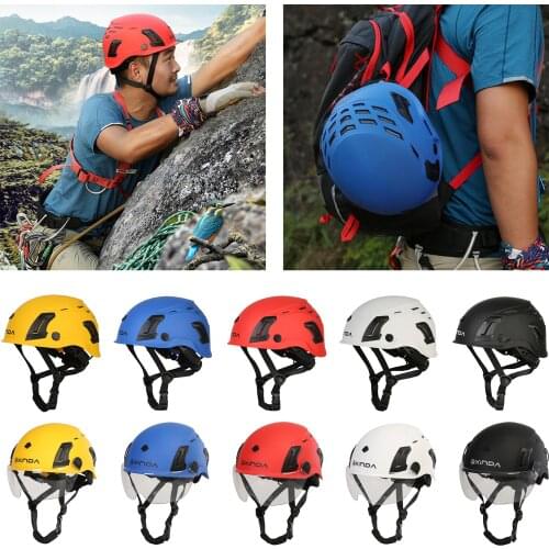 Unisex Adults Outdoor Height Endurance Scaffolding Rock Climbing Safety Helmet Hard Hat Rappelling Protection Helmet w/ Visor