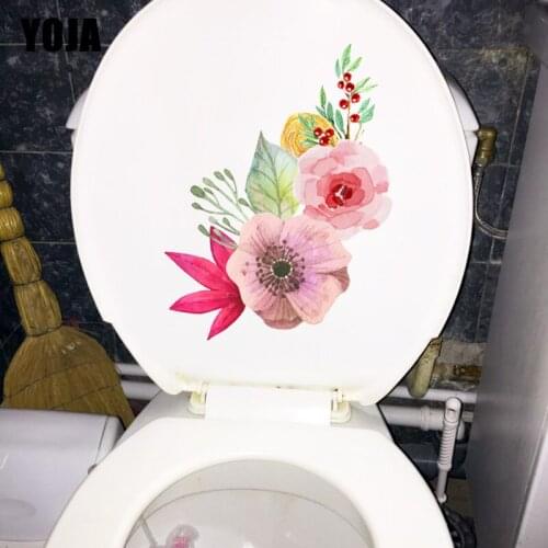 YOJA 22.7X16.1CM Cartoon Flower Living Room Wall Decal House Decoration WC Toilet Sticker T1-1829