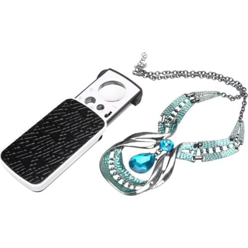 Jeweler Magnifier Lens Loupe LED Loupe Pocket Magnifying 30/60/90X Jeweler Magnifier Optical Glass UV LED Slide Light Loupe