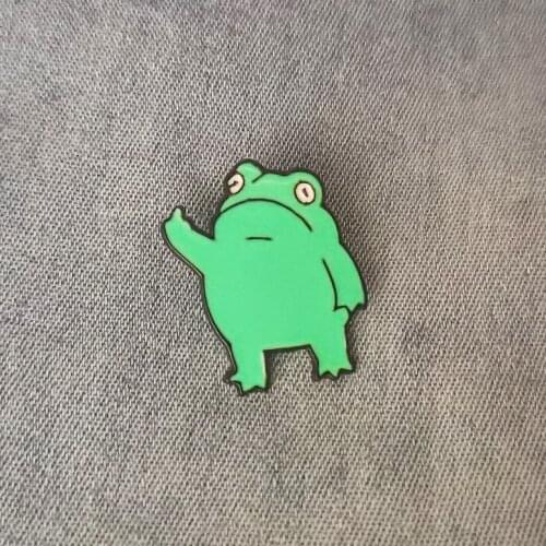Lapel Pins Cartoon Green Frog Brooch Metal Clothes Badges Bag Shirt Enamel Pin Buckle Animal Jewelry Gift For Friend/Kids