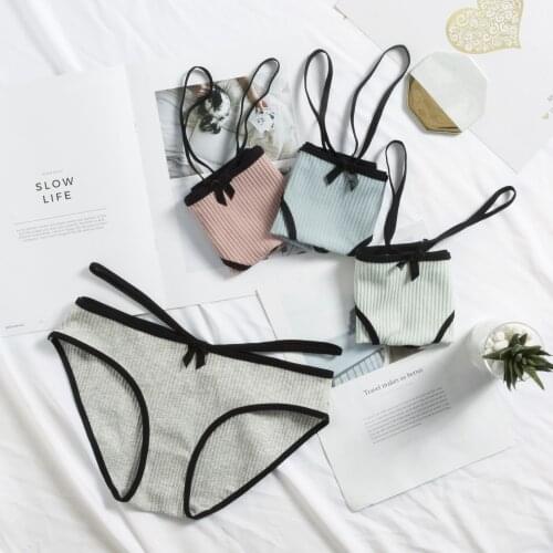 Womens striped underwear womens cotton crotch sexy traceless summer thin middle low waist girls' Triangle pants