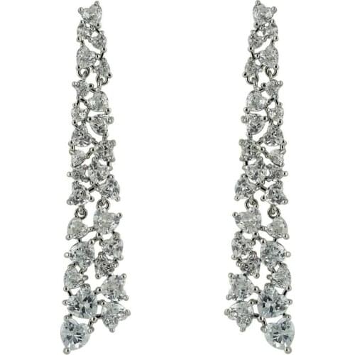 Cubic Zircon CZ Wedding Dangle Earring for Bridal Women Girl Prom Jewelry with 925 Silver Pin