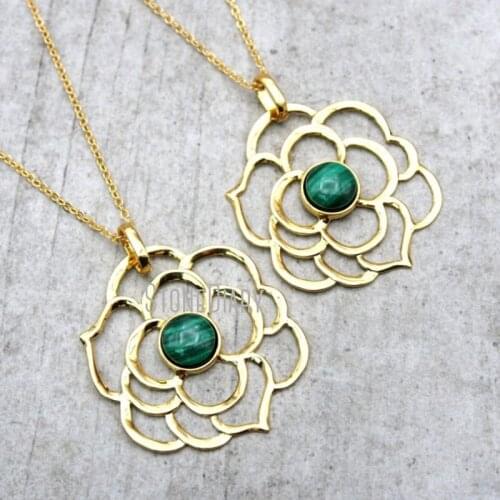 10Pcs Gold Color Rose Blossom Chains Necklaces Malachite Chains Necklaces Clearance 18-32inch NM15772