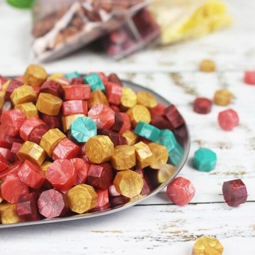 100pcs Fire Paint Wax Octagonal Small Bag With Lacquer Seal Wax vintage sealing wax Letter seal Wedding greeting card decoration