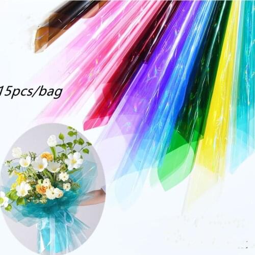 15Pcs/lot Macaron Color Wrapping Paper Cellophane Waterproof Flower Packaging Material Transparent Wrapping Gift Wrap Paper